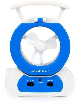 Fresh Fab Finds LED Desk Fan w/ 180° Adjustable Lamp & Emergency Flashlight for Travel or Home - Blue - One size