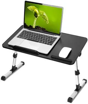 Fresh Fab Finds Foldable Laptop Stand Adjustable Height & Angle for Bed Sofa Floor Reading Breakfast - Black - Large