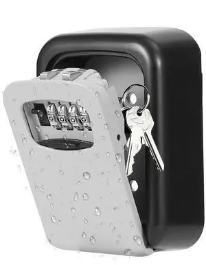 Fresh Fab Finds Key Lock Box with 4-Digit Code Wall Mount Outdoor Waterproof Key Storage - Black - One size