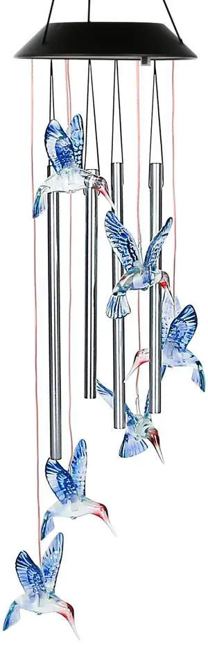 Fresh Fab Finds Solar Wind Chime Hummingbird Light 7 Color Waterproof Garden Decor Lamp - Blue - One size Fresh Fab Finds Solar Wind Chime Hummingbird Light 7 Color Waterproof Garden Decor Lamp - Blue - One size