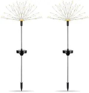 Fresh Fab Finds 2Pcs Solar Starburst Firework Lights 240 LEDs Pathway Garden Decor - Black - One size Fresh Fab Finds 2Pcs Solar Starburst Firework Lights 240 LEDs Pathway Garden Decor - Black - One size