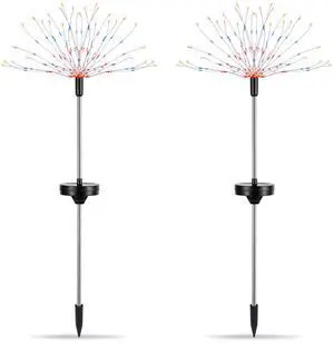 Fresh Fab Finds 2Pcs Solar Starburst Firework Lights 240 LEDs Pathway Garden Decor - Black - One size
