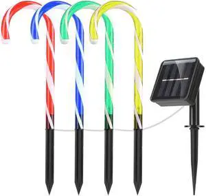 Fresh Fab Finds Solar Christmas Candy Cane Stake Light IP55 Waterproof Yard Decor - Black - One size