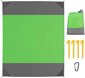 Fresh Fab Finds Picnic Blanket 108x96in Waterproof Sand Proof Foldable Mat w/ Bag - Green - Large