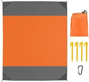 Fresh Fab Finds Picnic Blanket 108x96in Waterproof Sand Proof Foldable Mat w/ Bag - Orange - Large