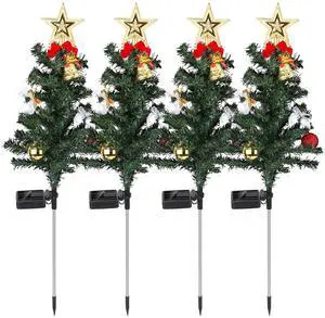 Fresh Fab Finds 4-Pack Solar Christmas Tree Lights 20 LEDs Yard Pathway Decor - Green Fresh Fab Finds 4-Pack Solar Christmas Tree Lights 20 LEDs Yard Pathway Decor - Green