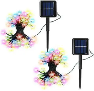 Fresh Fab Finds 2Pcs Solar String Lights 39.3FT 100 LEDs IP65 Garden Decor 8 Modes - Black - One size