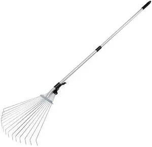 Fresh Fab Finds 63in Adjustable Leaf Rake w/ 15 Expandable Teeth & Folding Head - Gray - One size Fresh Fab Finds 63in Adjustable Leaf Rake w/ 15 Expandable Teeth & Folding Head - Gray - One size