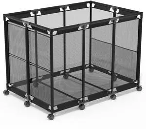 Fresh Fab Finds 210 Gallon Pool Storage Bin w/ Lockable Wheels, Noodle Holder & Rolling Mesh Basket - Black Fresh Fab Finds 210 Gallon Pool Storage Bin w/ Lockable Wheels, Noodle Holder & Rolling Mesh Basket - Black