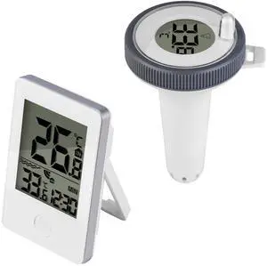 Fresh Fab Finds Wireless Floating Pool Thermometer w/ Digital Display, 196FT Range, IP68 Waterproof - White - One size