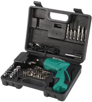 Fresh Fab Finds Cordless Electric Screwdriver Set 4.8V Rechargeable w/ 45 Bits & Case - Green - One size