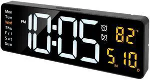 Fresh Fab Finds LED Wall Clock w/ Remote, 15.7in Display, 10 Brightness Levels, Countdown, Calendar - Black - One size