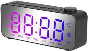 Fresh Fab Finds RGB LED Digital Alarm Clock w/ 8 Sounds, 8 Colors, 3 Alarms, 5 Dimmers, 16 Volumes - Black - One size Fresh Fab Finds RGB LED Digital Alarm Clock w/ 8 Sounds, 8 Colors, 3 Alarms, 5 Dimmers, 16 Volumes - Black - One size