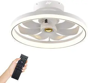 Fresh Fab Finds 19.7in Ceiling Fan w/ 60W LED, 6 Speeds, Color Temp Control, Remote, Timer & APP - White - One size