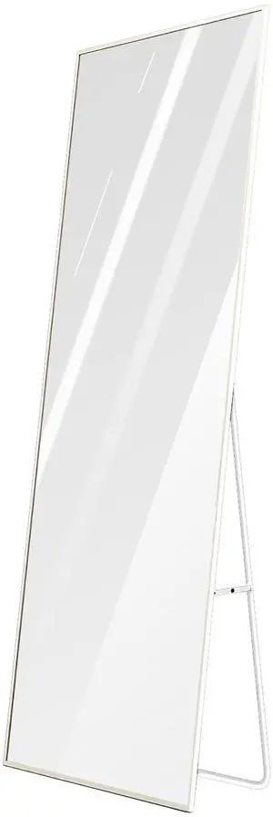 Fresh Fab Finds Full Length Mirror 67x25.6in Aluminum Frame Wall/Floor Mirror for Bedroom, Dressing Room - White - 65 x 170 cm