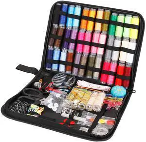 Fresh Fab Finds 206Pcs Travel Sewing Kit w/ Needles, Thread, Scissors, Thimble, Tape for All Skill Levels - Black - One size Fresh Fab Finds 206Pcs Travel Sewing Kit w/ Needles, Thread, Scissors, Thimble, Tape for All Skill Levels - Black - One size