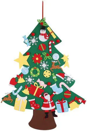Fresh Fab Finds DIY Felt Christmas Tree Kit w/ 41 Detachable Ornaments for Kids Wall Hanging - Multicolored