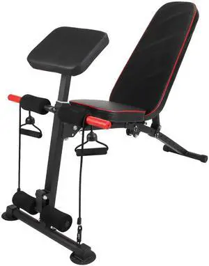Fresh Fab Finds Adjustable Weight Bench w/ Bands & Curl Pad - Black - One size