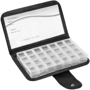 Fresh Fab Finds Weekly Pill Organizer AM PM w/ PU Case BPA Free - Black - One size Fresh Fab Finds Weekly Pill Organizer AM PM w/ PU Case BPA Free - Black - One size