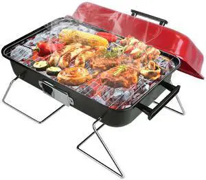 Fresh Fab Finds Portable Tabletop Charcoal Grill w/ Lid & Legs - Red - One size