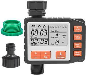 Fresh Fab Finds Sprinkler Timer w/ 3 Programs & Manual Mode - Black - One size