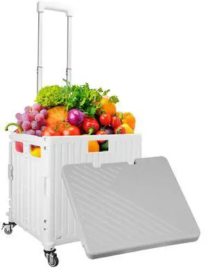 Fresh Fab Finds 65L Rolling Cart w/ Telescopic Handle & Lid 110LBS - White - One size Fresh Fab Finds 65L Rolling Cart w/ Telescopic Handle & Lid 110LBS - White - One size