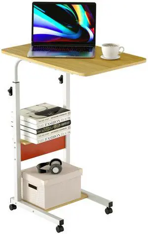 Fresh Fab Finds 3-Tier Laptop Desk Side Table for Small Spaces - Beige - 60 x 40cm