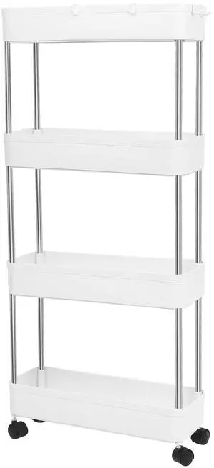 Fresh Fab Finds 4-Tier Slim Storage Cart w/ Wheels for Kitchen & Bath - White - One size Fresh Fab Finds 4-Tier Slim Storage Cart w/ Wheels for Kitchen & Bath - White - One size