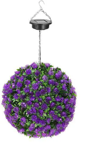 Fresh Fab Finds Solar Topiary Ball w/ 20 LED Rose Lights IPX4 Hanging - Purple - One size Fresh Fab Finds Solar Topiary Ball w/ 20 LED Rose Lights IPX4 Hanging - Purple - One size