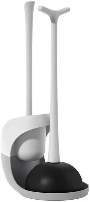 Fresh Fab Finds 2-in-1 Toilet Plunger & Brush Set w/ Ventilated Holder and Caddy Stand - Black - One size