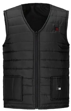 Fresh Fab Finds Heated Vest USB Powered, 3 Heat Levels, 5 Heating Pads for Winter Outdoors - Black - 3XL