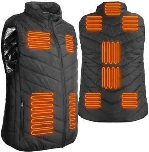 Fresh Fab Finds Heated Vest USB Powered, 3 Temp Levels, Thermal Body Warmer for Men/Women - Black - 2XL