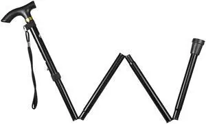 Fresh Fab Finds Adjustable Folding Aluminum Walking Cane Stick for Travel & Hiking, Anti-Slip - Black - One size