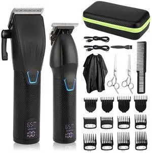 Fresh Fab Finds Men's Cordless Hair Clipper & Trimmer Set w/ Beard T Outliner & Grooming Tools - Black - One size