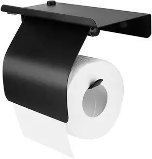 Fresh Fab Finds Wall Mounted Toilet Paper Holder w/ Phone Shelf, Stainless Steel Tissue Rack - Black - One size Fresh Fab Finds Wall Mounted Toilet Paper Holder w/ Phone Shelf, Stainless Steel Tissue Rack - Black - One size