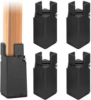 Fresh Fab Finds 4Pcs Adjustable Bed Risers w/ Screw Clamp, 3.94in Height, Heavy Duty Furniture Lift - Black - One size Fresh Fab Finds 4Pcs Adjustable Bed Risers w/ Screw Clamp, 3.94in Height, Heavy Duty Furniture Lift - Black - One size