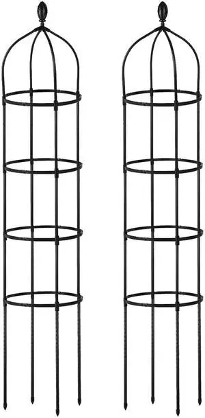 Fresh Fab Finds 2Pk 5.9FT Garden Obelisk Trellis for Climbing Plants, Vines, Flowers, Rustproof Support - Black - One size