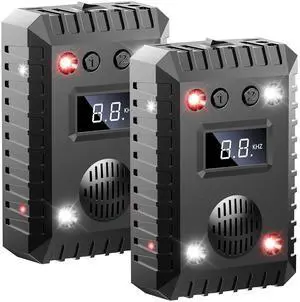 Fresh Fab Finds 2 Pack Ultrasonic Rodent Repeller w/ Strobe & Alarm for Car & Indoor Use - Black One size