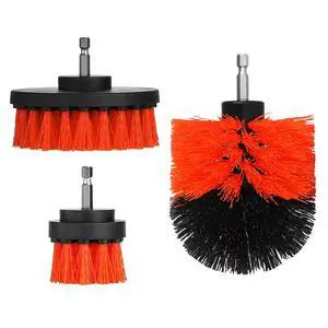 Fresh Fab Finds 3Pcs Drill Brush Scrubber Set for Car Carpet Tile Tub Cleaning - Red One size