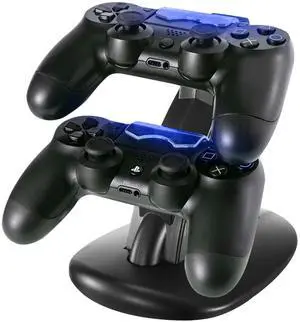 Fresh Fab Finds Charging Dock Station Dual Micro USB Charger Stand for PS4 Pro/PS4 Slim Controller w/ Blue Indicator - Black One size