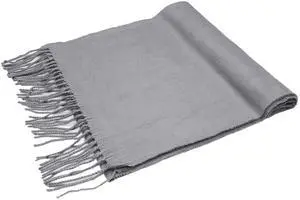 Fresh Fab Finds Oversize Cashmere Wool Shawl Wrap Blanket Winter Solid Scarf Pashmina 79x28in - Grey One size