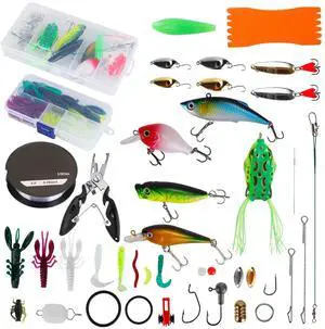 Fresh Fab Finds 383Pcs Fishing Lures Tackle Box Crankbaits Spinnerbaits Soft Worms Saltwater Freshwater Kit - Multi One size Fresh Fab Finds 383Pcs Fishing Lures Tackle Box Crankbaits Spinnerbaits Soft Worms Saltwater Freshwater Kit - Multi One size