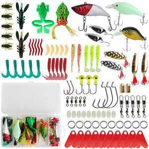Fresh Fab Finds 94Pcs Fishing Lures Kit Soft Worms Frog Crankbaits Tackle Box Freshwater Saltwater - Multi One size Fresh Fab Finds 94Pcs Fishing Lures Kit Soft Worms Frog Crankbaits Tackle Box Freshwater Saltwater - Multi One size