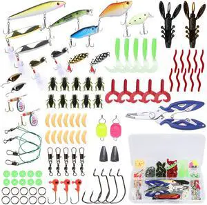 Fresh Fab Finds 101Pcs Fishing Lures Kit Soft Worms Crankbaits Spoon Tackle Box Freshwater Saltwater - Multi One size Fresh Fab Finds 101Pcs Fishing Lures Kit Soft Worms Crankbaits Spoon Tackle Box Freshwater Saltwater - Multi One size