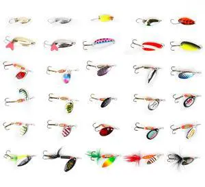 Fresh Fab Finds 30Pcs Fishing Lures Kit Metal Spoon Spinner Baits Hooks Tackle Box Trout Bass Salmon - Multi One size Fresh Fab Finds 30Pcs Fishing Lures Kit Metal Spoon Spinner Baits Hooks Tackle Box Trout Bass Salmon - Multi One size