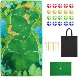 Fresh Fab Finds Golf Game Chipping Mat with 20 Sticky Balls - Green - One Size