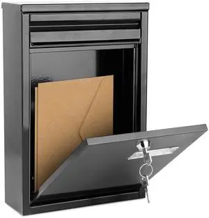 Fresh Fab Finds Lockable Wall Mount Mailbox Galvanized Iron with 2 Keys - Black - One Size