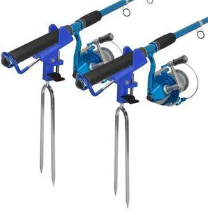 Fresh Fab Finds 2Pcs 360° Stainless Steel Fishing Rod Holders for Bank & Beach - Blue - One size Fresh Fab Finds 2Pcs 360° Stainless Steel Fishing Rod Holders for Bank & Beach - Blue - One size