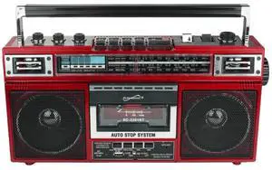 Supersonic 4 Band Radio & Cassette Player + Cassette To Mp3 Converter & Bluetooth Red - Red Supersonic 4 Band Radio & Cassette Player + Cassette To Mp3 Converter & Bluetooth Red - Red