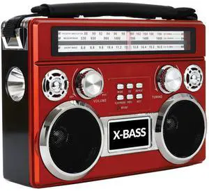 Supersonic Portable 3 Band Radio with Bluetooth and Flashlight - Red Supersonic Portable 3 Band Radio with Bluetooth and Flashlight - Red